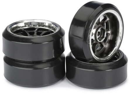 Wheel Set Drift LP &quot; 9 Spoke / Profile C&quot; black/chrome 1:10 (4 pcs)