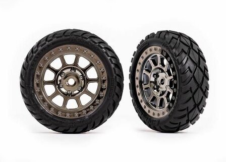 Traxxas Tires &amp; Wheels, Assembled (2.2&#039; Black Chrome Wheels, Anaconda 2.2&#039; Tires With Foam Inserts) (2) (bandit Front) - 2479T