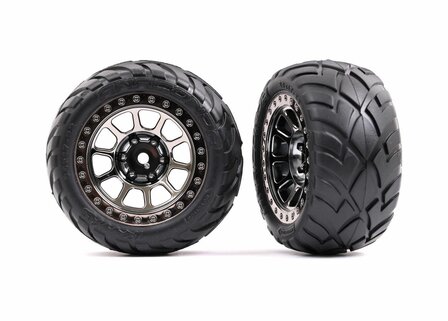 Traxxas Tires &amp; Wheels, Assembled (2.2&#039; Black Chrome Wheels, Anaconda 2.2&#039; Tires With Foam Inserts) (2) (bandit Rear)) - 2478T