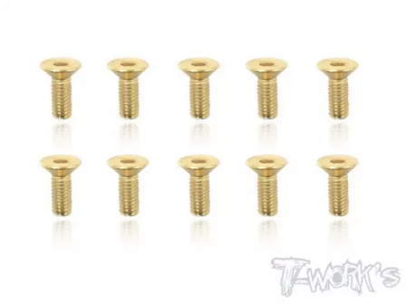 T-Work&acute;s Gold Plated Steel Hex Countersink Screws 3,0 x 8,0mm (10)