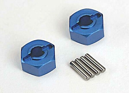 Wheel hubs, hex (blue-anodized, lightweight aluminum) (2)/ a, TRX1654X