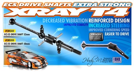 XRAY ECS ES (EXTRA STRONG) DRIVE SHAFT 52MM - HUDY SPR STEEL set - 305332