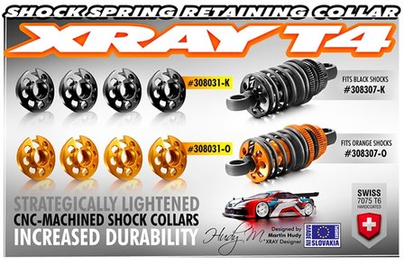 XRAY ALU XRAY SHOCK SPRING RETAINING COLLAR - BLACK (4) - 308031-K