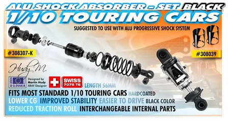 XRAY T4 ALU SHOCK ABSORBER-SET - BLACK (2) - 308307-K