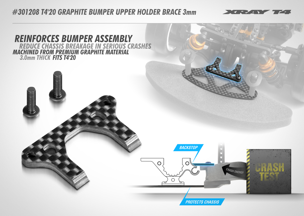 Xray T4 Graphite Bumper Upper Holder Brace 3 0mm Racingline Rc