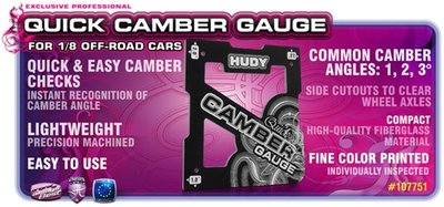 Hudy Quick Camber Gauge 1/8 Off-road 2, 3, 4deg, H107751 - 107751