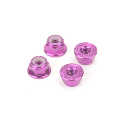 M4 ALLOY SERRATED NYLOC NUTS - PURPLE - 4PCS