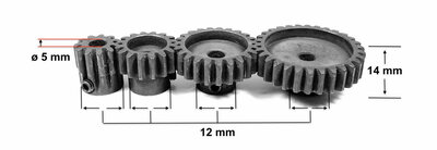 Steel Pinion Module 1.0 - 19T ABSIMA