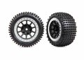 Traxxas Tires & Wheels, Assembled (2.2' Graphite Gray, Satin Chrome Beadlock Wheels, Alias 2.2' Tires) (2) (bandit Rear, Medium Compound With Foam Inserts) - 2470G